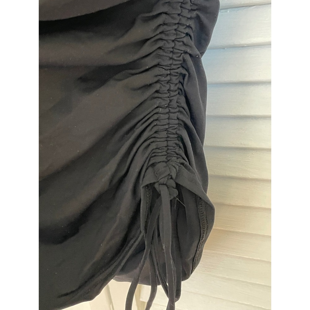 Lands End Black Ruched Tankini Swim Top Women 14L Sweetheart Neck Side Ties - Picture 2 of 6